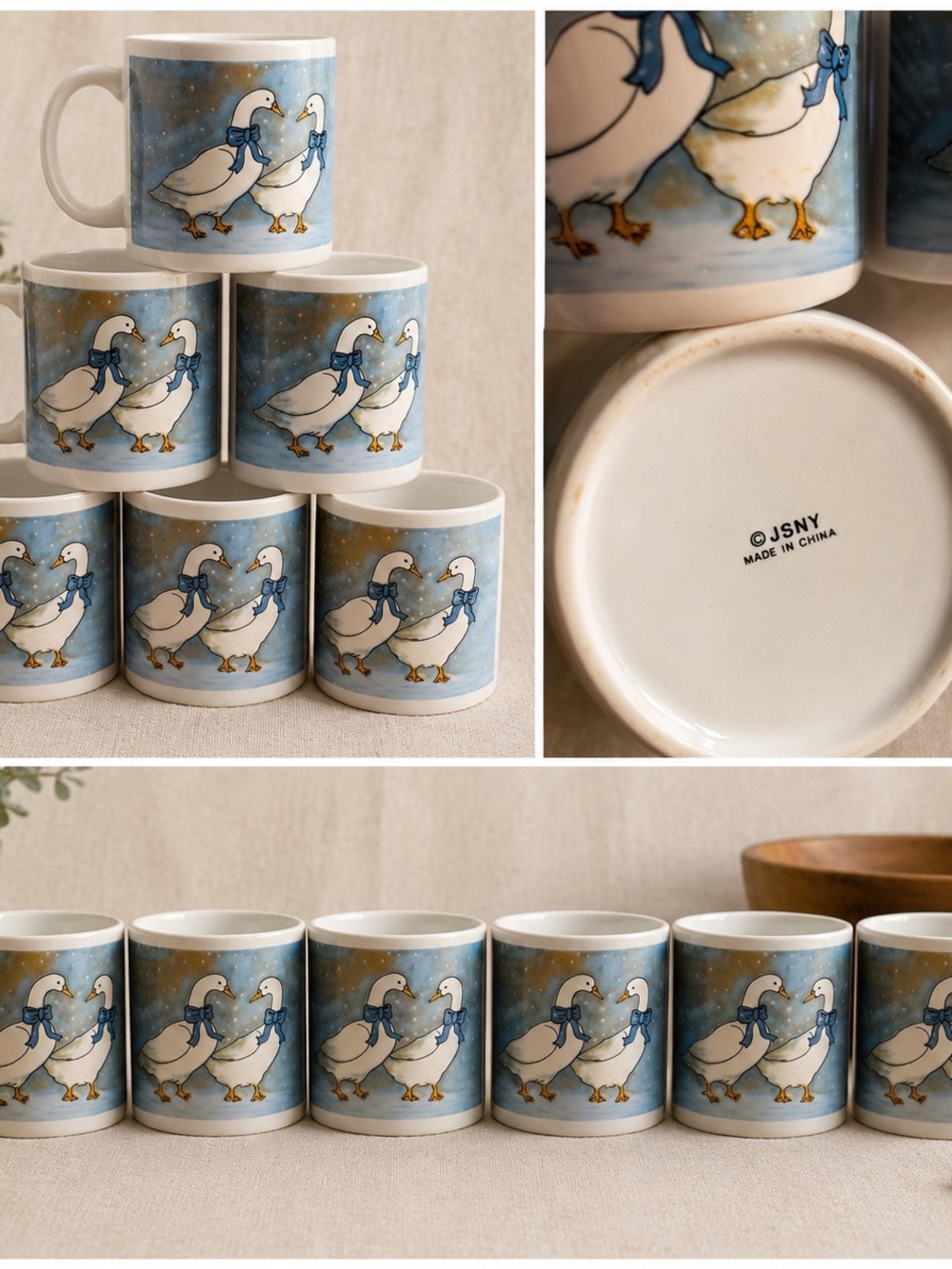 JSNY Vintage Geese ceramic mugs ( set of 7)